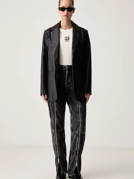 KARL LAGERFELD JEANS Tricou negru / alb bej