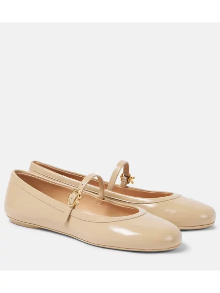 Pantofi cu toc Gianvito Rossi din piele de lac bej