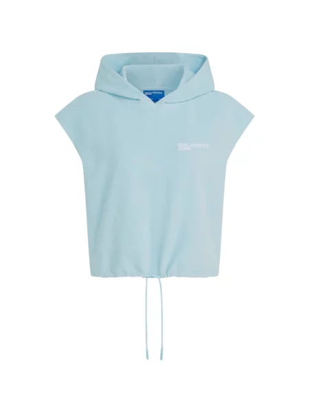 Vestă denim Karl Lagerfeld Jeans fără mâneci cu glugă albastru