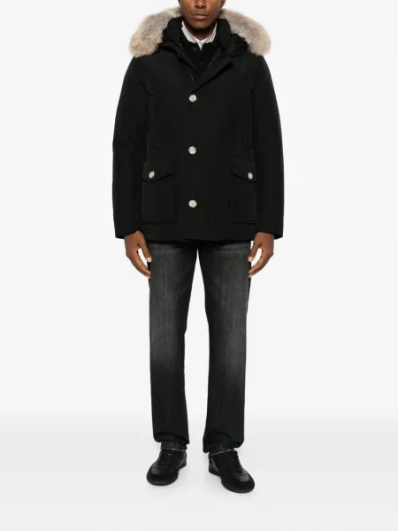 Geacă parka Woolrich cu blană negru