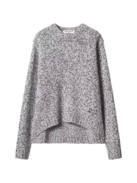 Pulover Maison Kitsune cu autograf gri