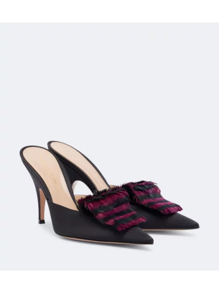 Papuci tip mules Gianvito Rossi din satin negru