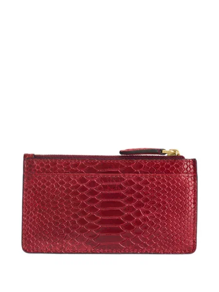Дълго портмоне Mulberry със змийски принт червено