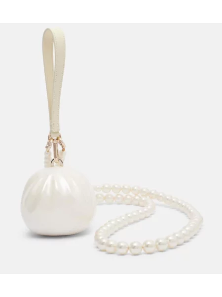 Pisemska torbica Simone Rocha z perlami bela