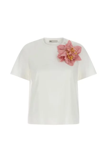 Tricou Tory Burch cu model floral cu aplicații alb