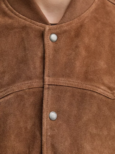 Замшевая демисезонная куртка Allsaints коричневая