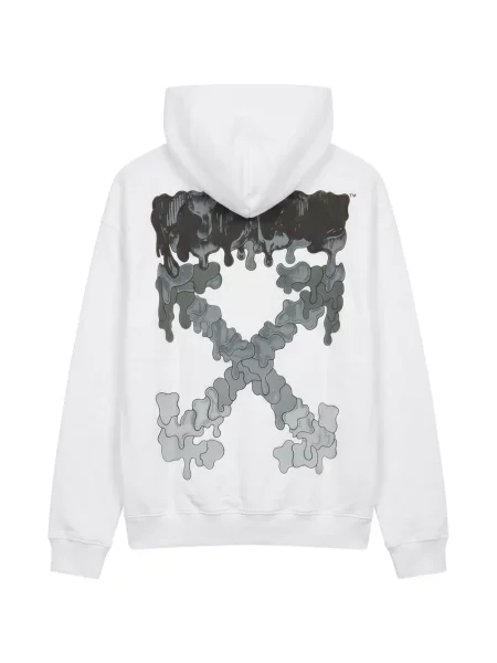 Hanorac cu glugă Off-white cu imagine alb