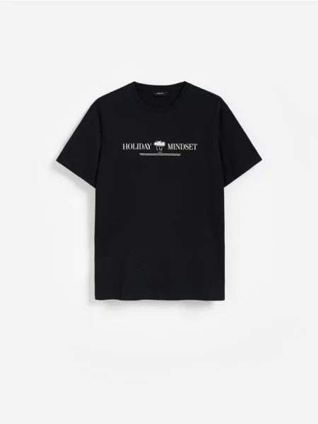 Reserved Tricou regular cu imprimeu negru