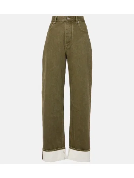 Blugi Bottega Veneta cu talie înaltă verde