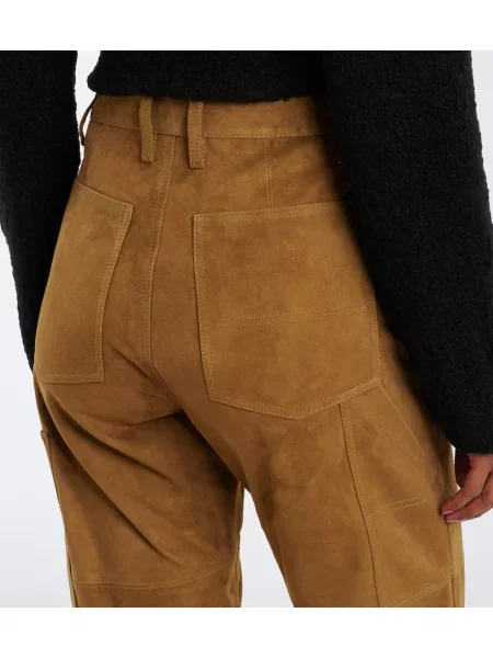 Pantaloni Altuzarra din piele de căprioară verde