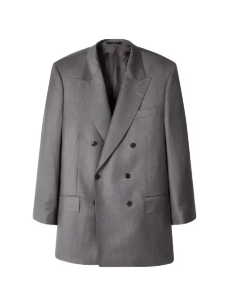 Sacou Paul Smith de lână cu buline cu două rânduri de nasturi gri