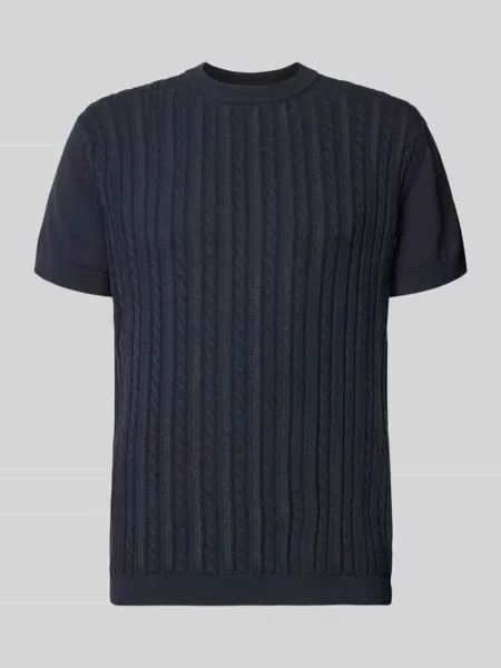 T-shirt z warkoczowym wzorem Lindbergh granatowa