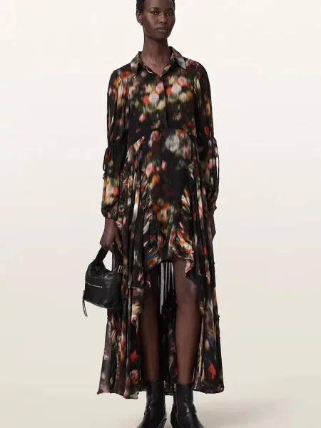 AllSaints rochie din vâscoză MARIA negru