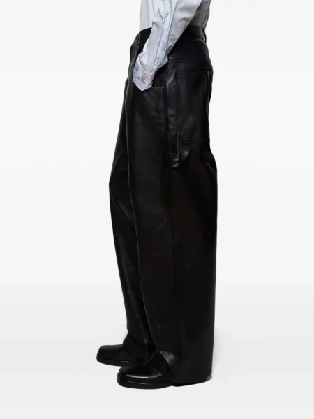 Pantaloni Vetements din piele cu picior lat negru