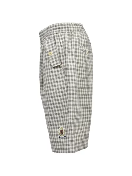 Pantaloni scurți Breath cu broderie în carouri alb