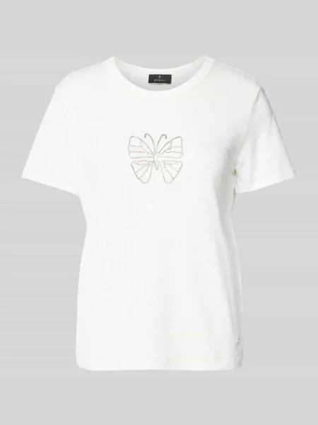 T-shirt z detalem z logo Monari biała