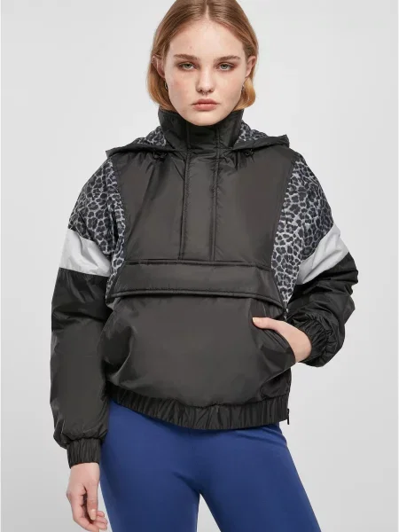 Geacă Urban Classics cu model leopard negru