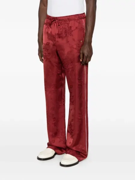 Pantaloni Amiri cu model floral din jacard roșu