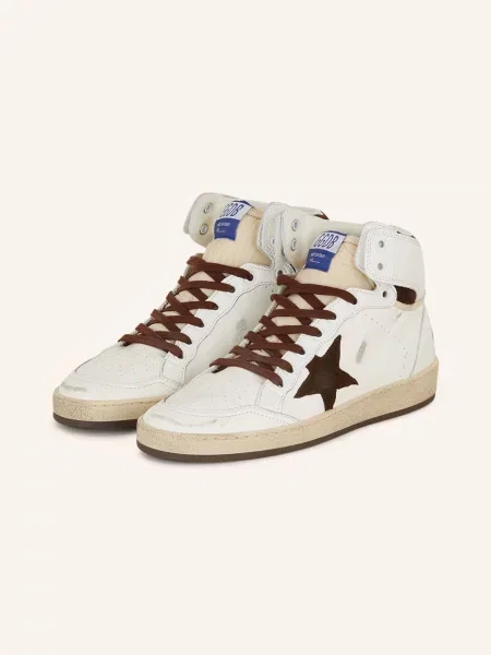Golden Goose Vysoké Sneakersy Sky Star bílá/ tmavě hnědá bílé
