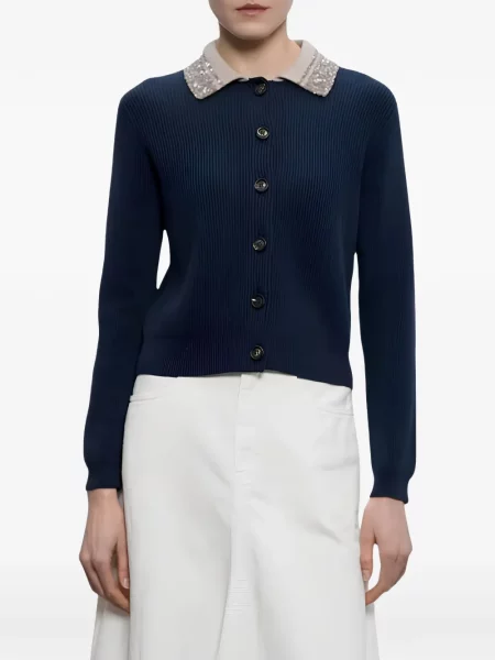 Cardigan Brunello Cucinelli cu paiete albastru