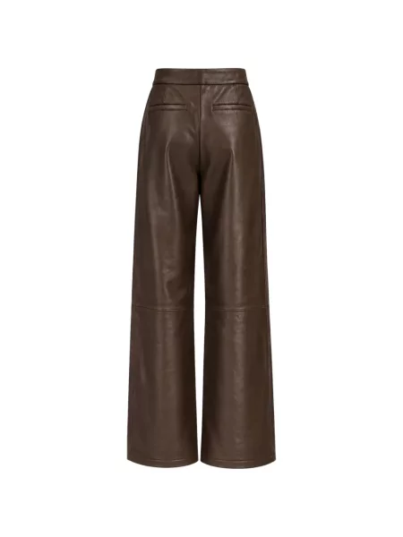 Pantaloni Yves Salomon din piele maro