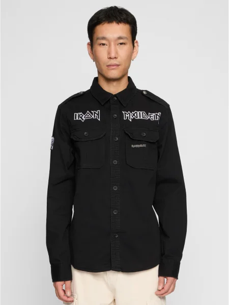 Ретро дълго риза с дълъг ръкав Brandit черно