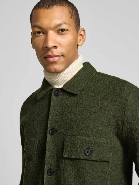 Kurtka koszulowa o kroju regular fit z czystej wełny model NEALY' Selected