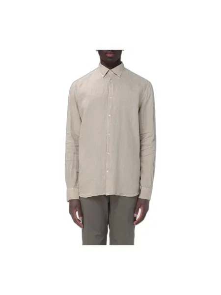 Lniana koszula Brooksfield casual beżowa