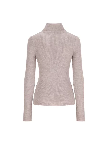 Sweter z golfem Max Mara wełniany do golfa beżowy