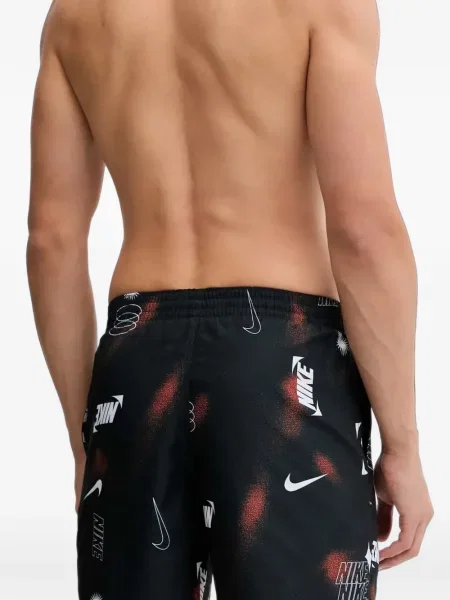 Slip de baie Nike cu cordon cu imagine tricotate albastru