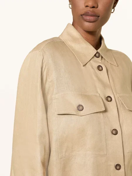 Weekend Max Mara Lněná Košile Pomposa velbloudí