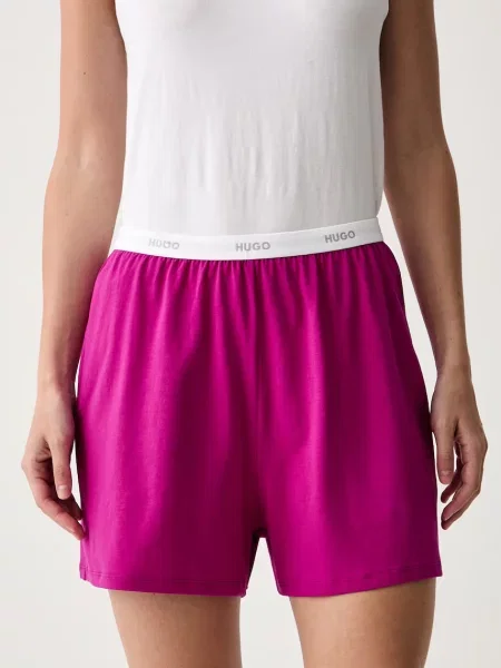 HUGO pyžamové šortky dámske s elastanom ID SHORTS ružová