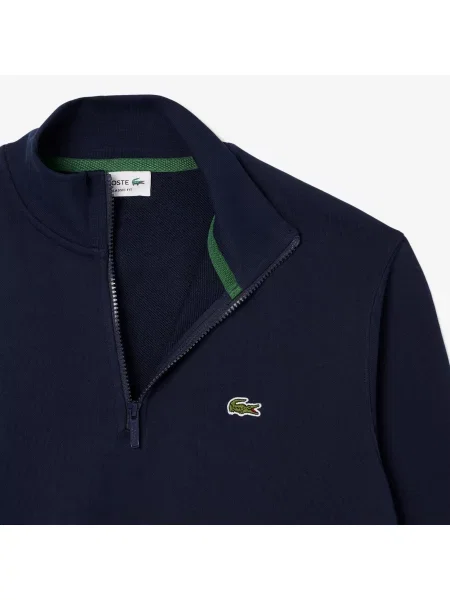 Lacoste Bluza Interlock Z Wysokim Kołnierzem I Zamkiem Błyskawicznym granatowa