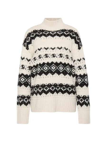 Vero Moda Tall Pulover VMAMPLE ecru negru