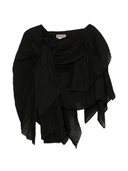 Fustă midi Yohji Yamamoto asimetrică drapată până la genunchi negru