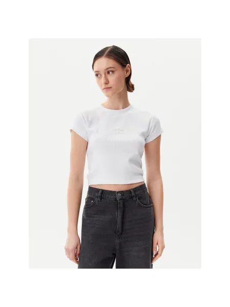 Calvin Klein Jeans Majica Regular Fit bela