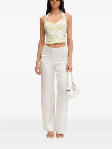 Pantaloni palazzo Bardot alb