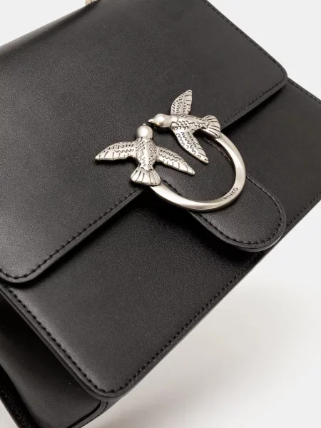Pinko чанта crossbody дамска от кожа черно