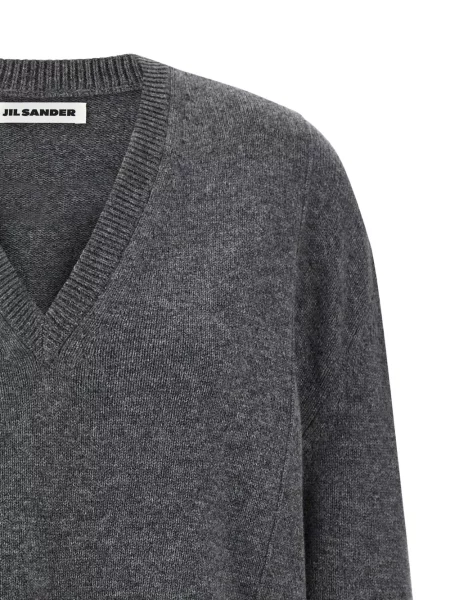 Pulover Jil Sander cu decolteu în V gri