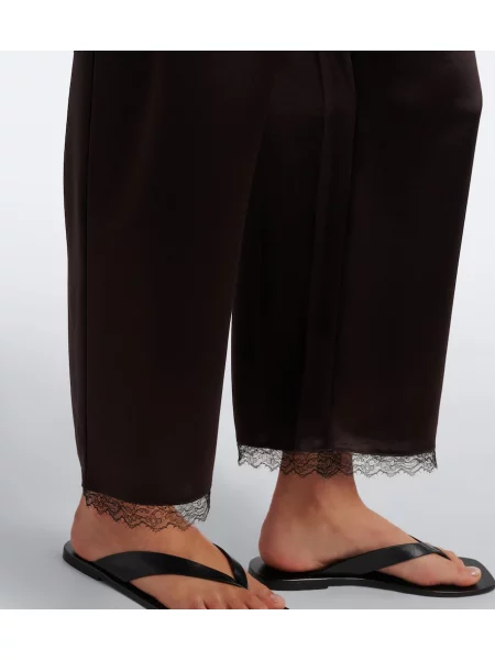 Pantaloni Leset din satin maro