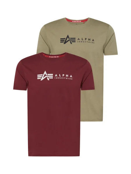ALPHA INDUSTRIES Tricou oliv / roșu burgundy negru alb