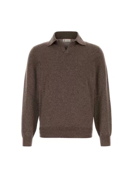 Sweter Brunello Cucinelli z kaszmiru brązowy