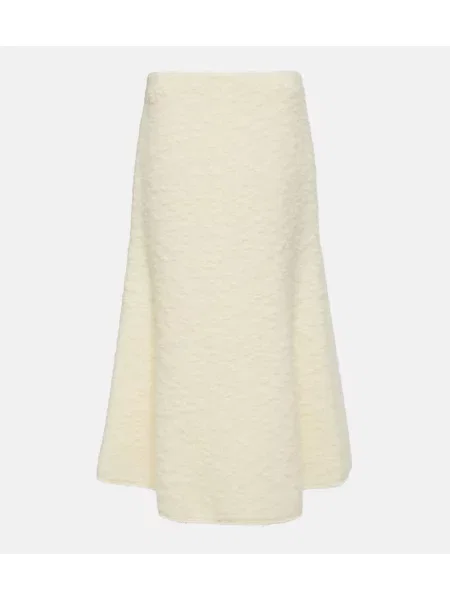 Fustă midi Chloã© de lână până la genunchi alb