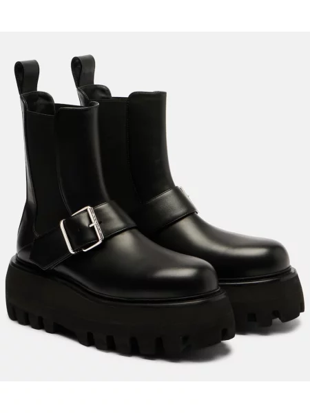 Cizme scurte Mcqueen din piele cu cataramă negru