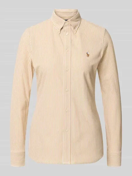 Bluzka koszulowa o kroju regular fit z czystej bawełny Polo Ralph Lauren beżowa