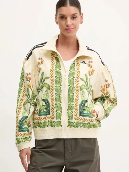 Adidas geaca x Farm Rio femei de tranzitie oversize bej