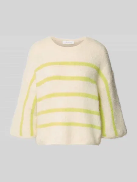 Sweter z dzianiny z rękawem o dł. Rich & Royal biały