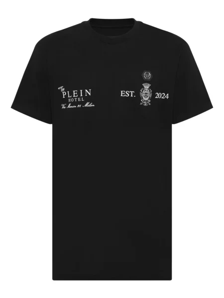 Tricou Philipp Plein cu imagine scurt negru