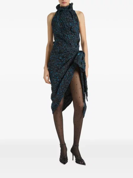 Rochie Balmain din jacard drapată albastru