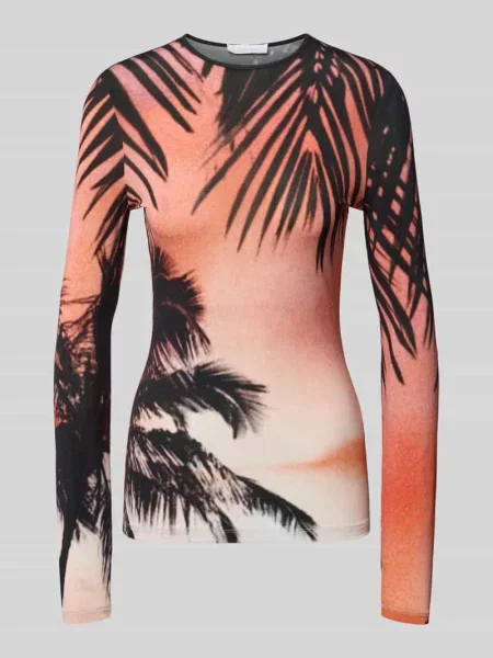 Bluzka z długim rękawem o kroju slim fit z mieszanki Rabanne pomarańczowa